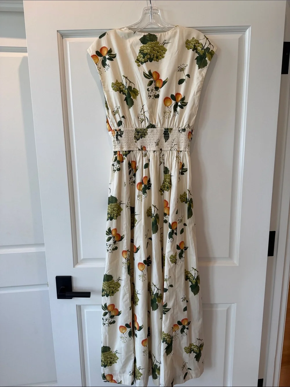 Abercrombie Cream Fruit Print Twist-Front Maxi Dress - Size S
